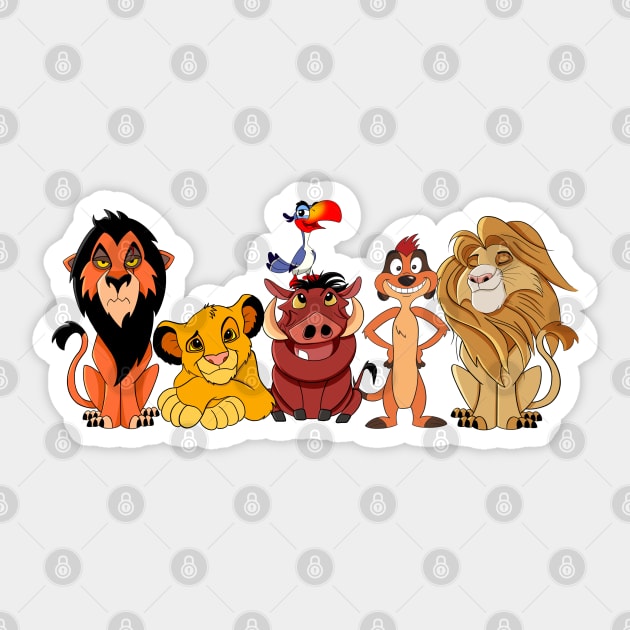 Cute set The Lion King character, Timone and Pumba, Simba, Mofasa Sticker by PrimeStore